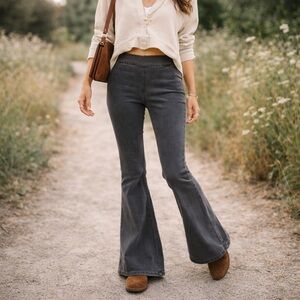 Free People Flare Jeans Pull On Gray W28 Y2K